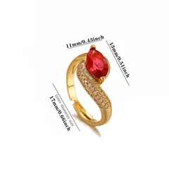 Geometric Copper Ring For Unisex Featuring 22K Real Gold Plated Coating With 0.03µm Thickness And Zircon Inlay 2