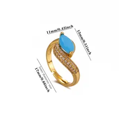 Geometric Copper Ring For Unisex Featuring 22K Real Gold Plated Coating With 0.03µm Thickness And Zircon Inlay 3