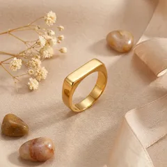 Geometric Electroplated Women's Rings In 304 Stainless Steel With 18K Gold Plated Coating And Zircon Inlay 2