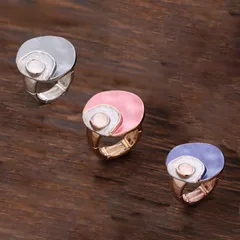 Geometric Enamel Ring In Blue, Simple Style Zinc Alloy Unisex Jewelry