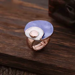 Geometric Enamel Ring In Blue, Simple Style Zinc Alloy Unisex Jewelry 4