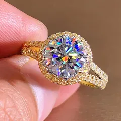 Geometric Gold Alloy Ring For Women Featuring Electroplated Finish And Rhinestone Inlay 2