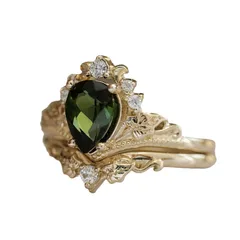 Geometric Gold Alloy Ring For Women Featuring Electroplated Golden Plated Finish With Zircon Inlay 5