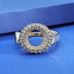 Geometric Gold Copper Ring For Unisex With Zircon Inlay Featuring Bezel Setting 2