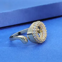 Geometric Gold Copper Ring For Unisex With Zircon Inlay Featuring Bezel Setting 3