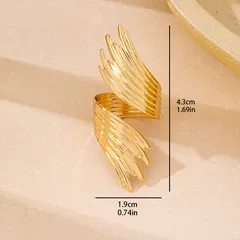 Geometric Gold Ferroalloy Ring For Women In Simple Style Featuring Asymmetrical Craftsmanship, 1 Piece 4