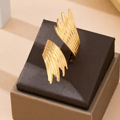 Geometric Gold Ferroalloy Ring For Women In Simple Style Featuring Asymmetrical Craftsmanship, 1 Piece 5