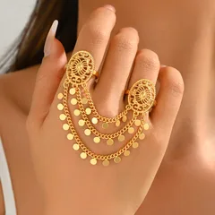 Geometric Rings For Women In Alloy With 18K Real Gold Plated Electroplated Finish And 0.03µm Thickness