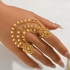 Geometric Rings For Women In Alloy With 18K Real Gold Plated Electroplated Finish And 0.03µm Thickness 2