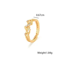 XUPING Geometric Ring For Women, 1 Piece, 18K Real Gold Plated With 0.01µm Thickness, Inlaid With Zirconia 2