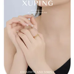 XUPING Geometric Ring For Women, 1 Piece, 18K Real Gold Plated With 0.01µm Thickness, Inlaid With Zirconia 3