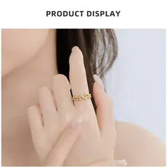 XUPING Geometric Ring For Women, 1 Piece, 18K Real Gold Plated With 0.01µm Thickness, Inlaid With Zirconia 4