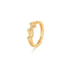 XUPING Geometric Ring For Women, 1 Piece, 18K Real Gold Plated With 0.01µm Thickness, Inlaid With Zirconia 5