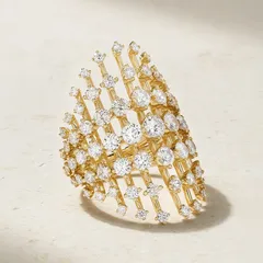 Geometric Rings For Women In Gold Electroplated Copper Alloy With Rhinestone Inlay 2