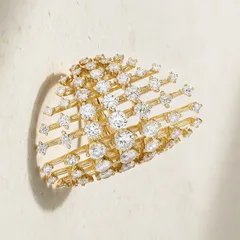 Geometric Rings For Women In Gold Electroplated Copper Alloy With Rhinestone Inlay 3