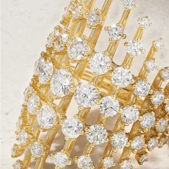 Geometric Rings For Women In Gold Electroplated Copper Alloy With Rhinestone Inlay 4