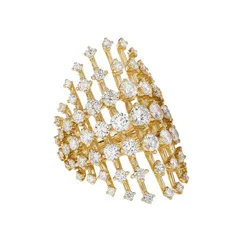 Geometric Rings For Women In Gold Electroplated Copper Alloy With Rhinestone Inlay 5