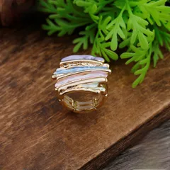 Novelty Geometric Gold Ring For Women In Zinc Alloy With Enamel Craftsmanship 2