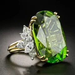 Geometric Gold Zinc Alloy Ring For Women Featuring August Birthstone Peridot