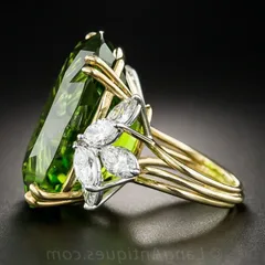 Geometric Gold Zinc Alloy Ring For Women Featuring August Birthstone Peridot 4