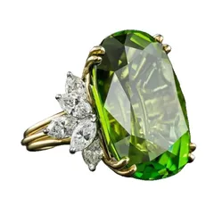 Geometric Gold Zinc Alloy Ring For Women Featuring August Birthstone Peridot 5