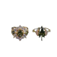 Geometric Green Alloy Ring For Women Featuring Electroplated Finish And August Birthstone Peridot Inlay 5