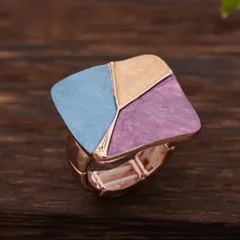 Geometric Grey Zinc Alloy Rings For Women With Silver Plated Finish Featuring Enamel Craftsmanship 3