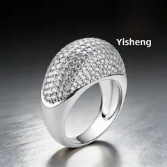 Geometric Hip-Hop Unisex Silver Copper Ring For Everyday Wear Featuring Electroplated Finish And Rhinestone Inlay