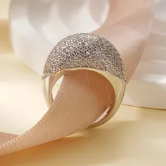Geometric Hip-Hop Unisex Silver Copper Ring For Everyday Wear Featuring Electroplated Finish And Rhinestone Inlay 4
