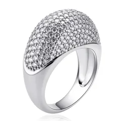 Geometric Hip-Hop Unisex Silver Copper Ring For Everyday Wear Featuring Electroplated Finish And Rhinestone Inlay 5