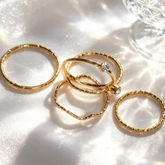 Geometric Iron Ring For Women With KC Golden Plated Finish 0.03µm And Rhinestone Inlay