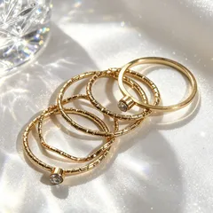 Geometric Iron Ring For Women With KC Golden Plated Finish 0.03µm And Rhinestone Inlay 2