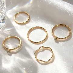 Geometric Iron Ring For Women With KC Golden Plated Finish 0.03µm And Rhinestone Inlay 5