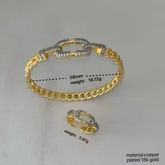 Geometric Open Ring For Women With Bezel Setting, Electroplated Copper Base, 18K Real Gold Plated And Zircon Inlay 4