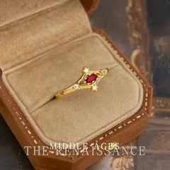 Geometric Open Ring For Women In Copper Alloy With Zircon Inlay, Vintage Style, Wine Red 2