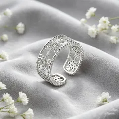 XUPING Geometric Open Ring For Women, Platinum Plated With 0.01µm Thickness, Featuring Zirconia Inlay, 1 Piece