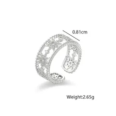 XUPING Geometric Open Ring For Women, Platinum Plated With 0.01µm Thickness, Featuring Zirconia Inlay, 1 Piece 2