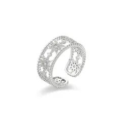 XUPING Geometric Open Ring For Women, Platinum Plated With 0.01µm Thickness, Featuring Zirconia Inlay, 1 Piece 5