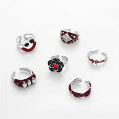 Geometric Open Ring For Women, Multicolor Antique Silver Plated 0.03-0.05µm, Set Of 1 With Artificial Diamond Inlay