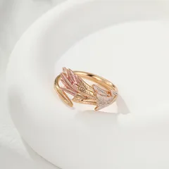 XUPING Geometric Open Ring For Women, 1 Piece Copper Alloy With 18K Real Gold Plated Coating Thickness 0.01µm 5