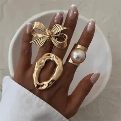 Geometric Open Ring For Women, 1 Set, New Style Metal Jewelry 2