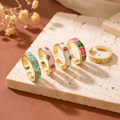Geometric Open Rings For Women In Copper With Real Gold Plated Enamel Finish, New Style 4