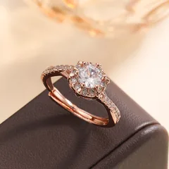 Geometric Open Rings For Women In Gold Alloy Featuring Moissanite Inlay 3