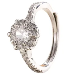Geometric Open Rings For Women In Gold Alloy Featuring Moissanite Inlay 5