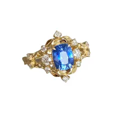 Geometric Open Rings For Women In Gold Electroplated Copper With Zircon Inlay 5