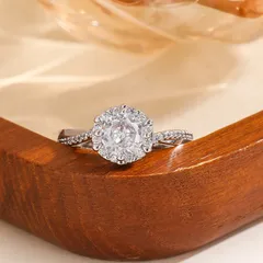 Geometric Open Rings For Women In Silver Alloy Featuring Zircon Inlay 2