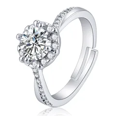 Geometric Open Rings For Women In Silver Alloy Featuring Zircon Inlay 5