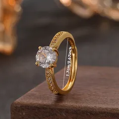 Geometric Open Rings For Unisex Featuring Electroplated Gold Alloy With Moissanite Inlay 2