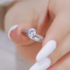 Geometric Open Rings For Unisex Featuring Electroplated Gold Alloy With Moissanite Inlay 3