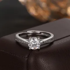 Geometric Open Rings For Unisex Featuring Electroplated Gold Alloy With Moissanite Inlay 4